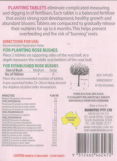 Manutec Rose Planting Tablets Instruction Accmanptr - Garden Express Australia