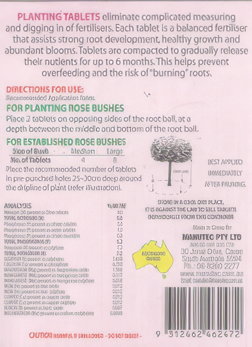 Manutec Rose Planting Tablets Instruction Accmanptr - Garden Express Australia