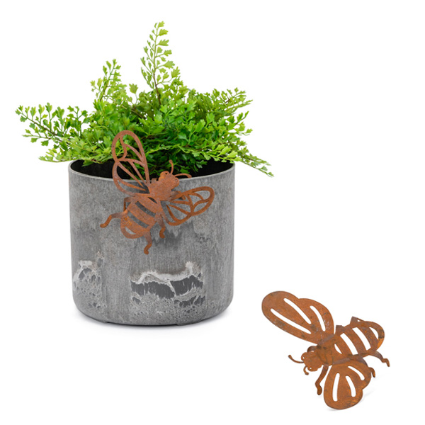 Rusted Bee Pot Hanger- Small