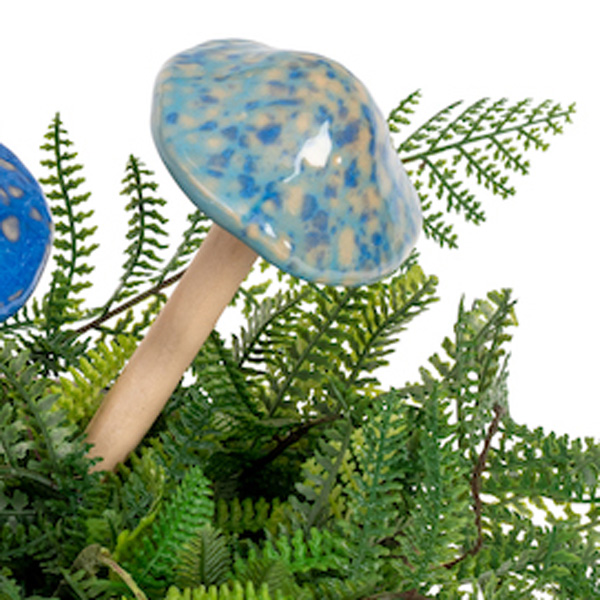 Ceramic Mushroom Blue/sand Small